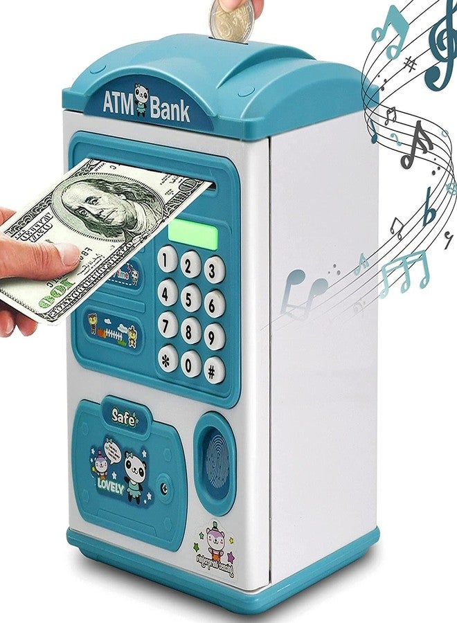 BAREPEPE Premium Piggy Bank For Kids Electronic Atm Money Bank With Password And Finger Sensor Lock (Blue, Modern) - Image 1
